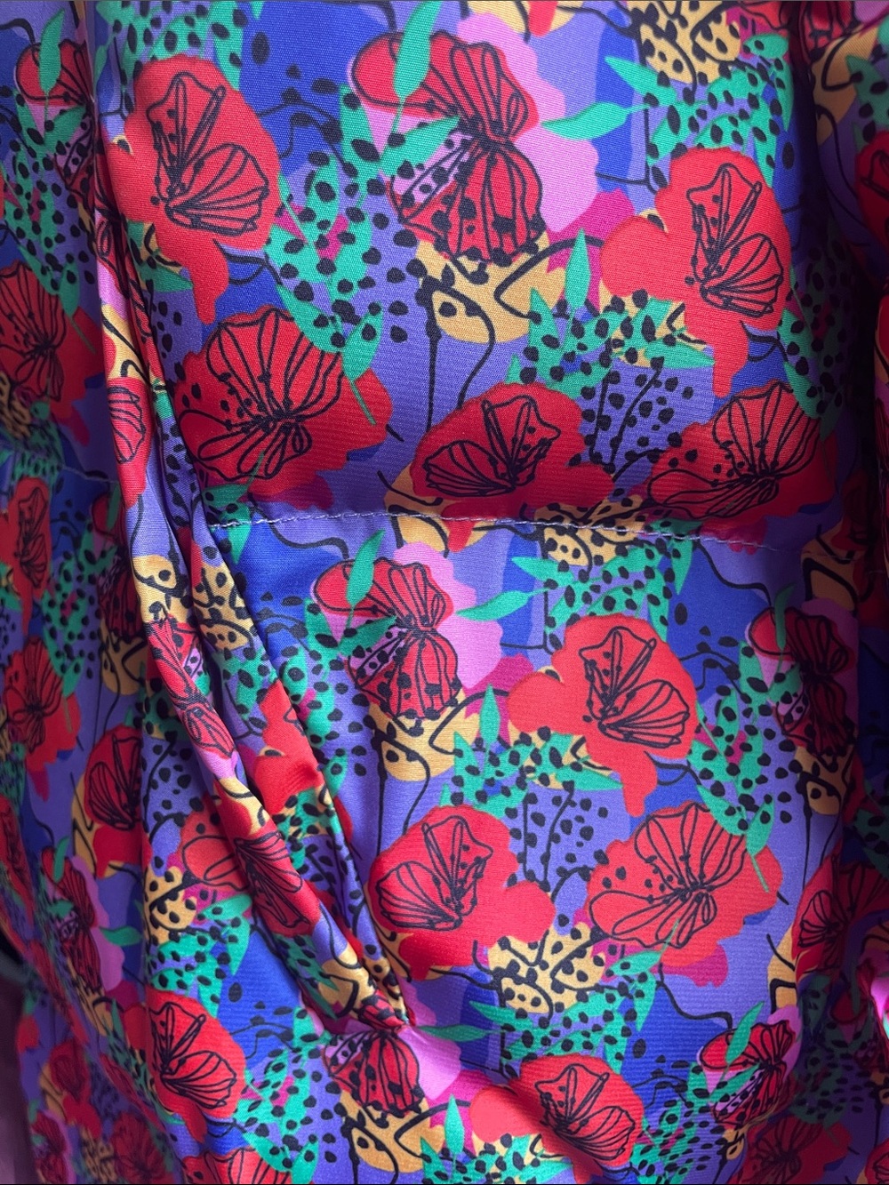 SHEIN Multicolor Floral Print Puffer Jacket - Red, Purple, Green, Yellow